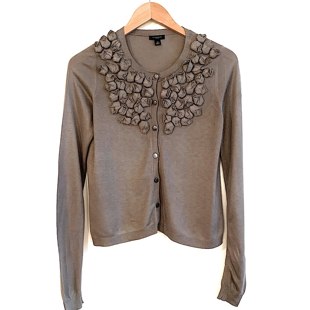 Ann Taylor _ Taupe Cardigan with Decoration Details !